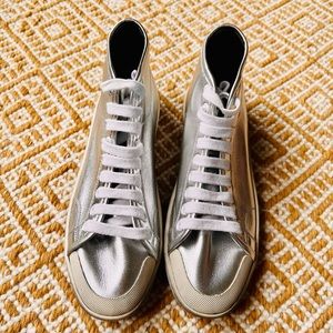 Saint Laurent silver high top sneakers 37.5